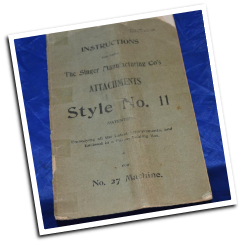 NO.27 MANUAL COPY OF ORIGINAL SINGER ATTACHMENTS STYLE N0. 11